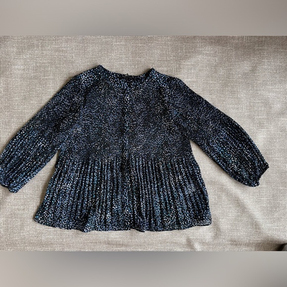 Banana Republic Tops - Banana Republic, black blue pleated polka dot blouse NWT Size Small